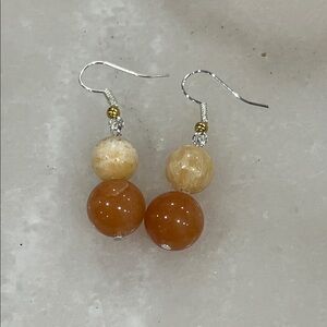 Orange and Cream Calcite Beaded Earrings